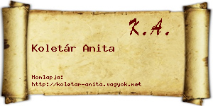 Koletár Anita névjegykártya