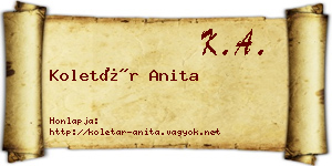 Koletár Anita névjegykártya